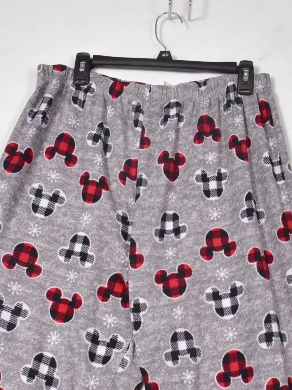 Mickey Mouse Pajama Pants Holiday Plaid Disney Fleece Gray Lounge Size XL - Picture 2 of 6